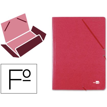Carpeta liderpapel gomas tres solapas carton simil prespan folio color rojo