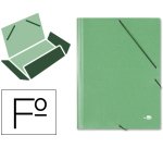 Carpeta liderpapel gomas tres solapas carton simil prespan folio color verde