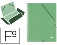 Carpeta liderpapel gomas tres solapas carton simil prespan folio color verde
