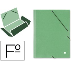 Carpeta liderpapel gomas tres solapas carton simil prespan folio color verde