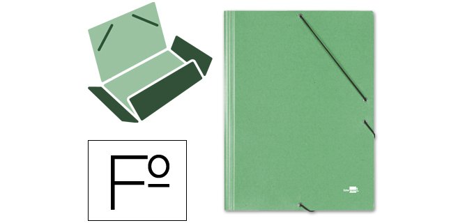 Carpeta liderpapel gomas tres solapas carton simil prespan folio color verde