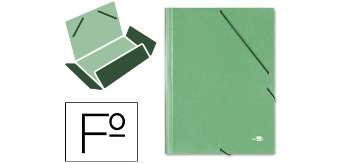 Carpeta liderpapel gomas tres solapas carton simil prespan folio color verde