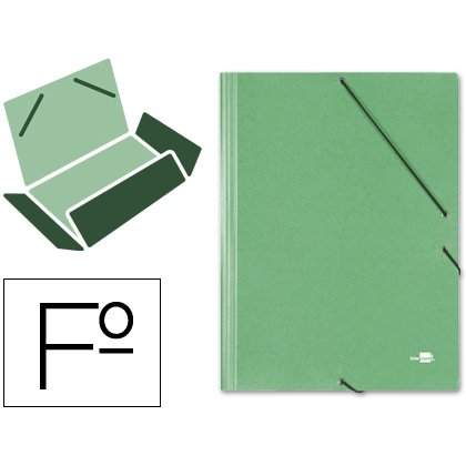 Carpeta liderpapel gomas tres solapas carton simil prespan folio color verde