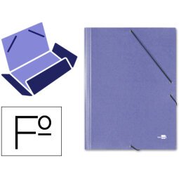 Carpeta liderpapel gomas folio 3 solapas carton simil prespan azul