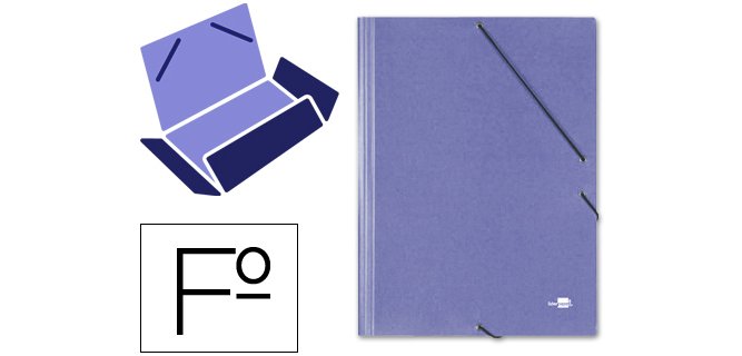 Carpeta liderpapel gomas tres solapas carton simil prespan folio color azul