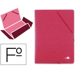 Carpeta liderpapel gomas tres solapas carton prespan folio color rojo