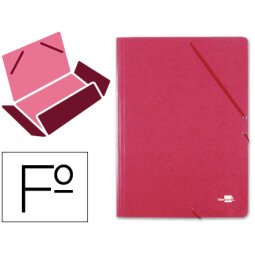 Carpeta liderpapel gomas folio 3 solapas carton prespan roja