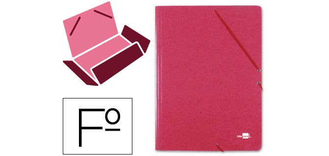 Carpeta liderpapel gomas tres solapas carton prespan folio color rojo