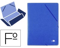 Carpeta liderpapel gomas tres solapas carton prespan folio color azul