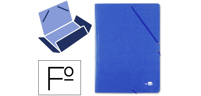 Carpeta liderpapel gomas tres solapas carton prespan folio color azul