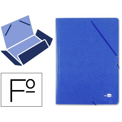 Carpeta liderpapel gomas tres solapas carton prespan folio color azul