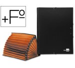Carpeta clasificadora liderpapel 12 departamentos folio prolongado carton forrado negra fuelle