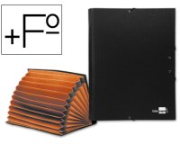 Carpeta clasificadora liderpapel 12 departamentos folio prolongado carton forrado negra fuelle