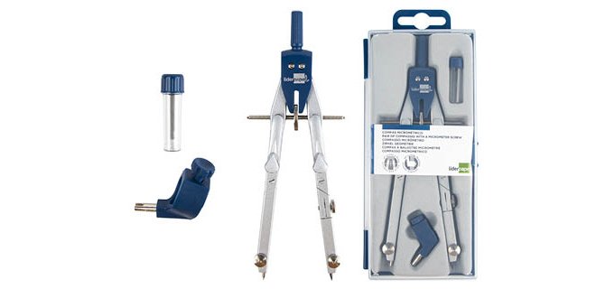 Compas liderpapel micrometrico con bigotera rapida y adaptador