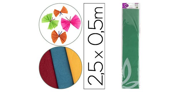 Papel crespon liderpapel 50 cm x 2.5m 34g/m2 verde