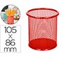 Cubilete portalapices q-connect rojo metal redondo rejilla diametro 86 mm alto 105 mm