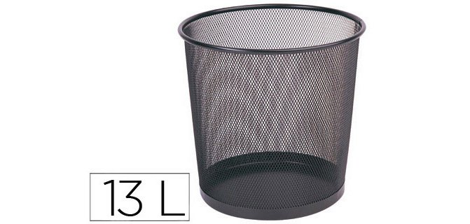 Papelera metalica q-connect rejilla negra 265x285 mm