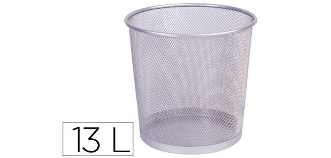 Papelera metalica q-connect rejilla plata 265x285 mm