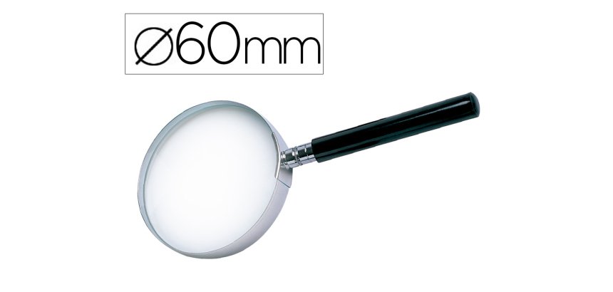 Lupa q-connect cristal aro metalico mango plastico negro 60 mm