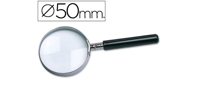 Lupa q-connect cristal aro metalico mango plastico negro 50 mm