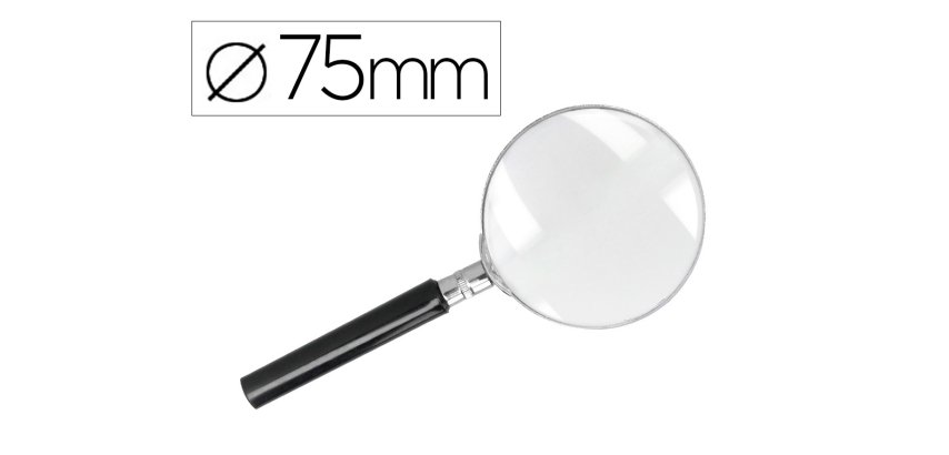 Lupa q-connect cristal aro metalico mango plastico negro 75 mm