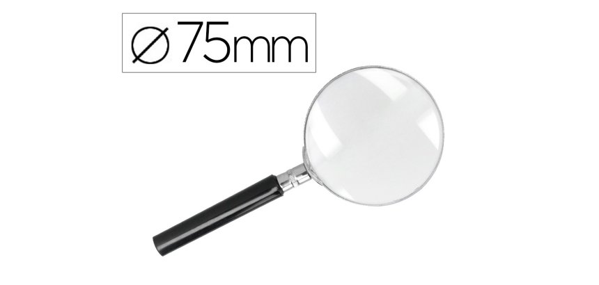 Lupa q-connect cristal aro metalico mango plastico negro 75 mm