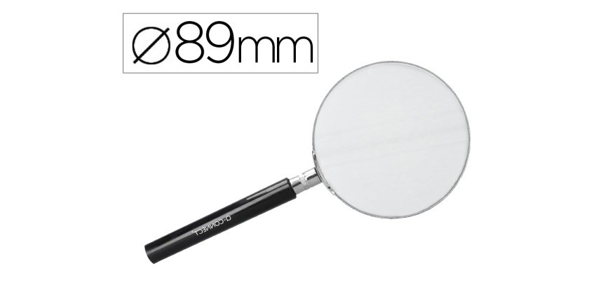 Lupa q-connect cristal aro metalico mango plastico negro 90 mm