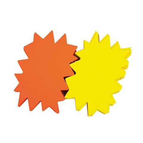 Etiqueta cartulina marcaprecios amarillo/naranja fluorescente 80x120 mm 450 gr pack de 50 unidades