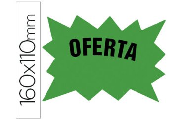 Etiqueta cartulina marcaprecios oferta verde fluorescente 160x110 mm bolsa de 50 etiquetas