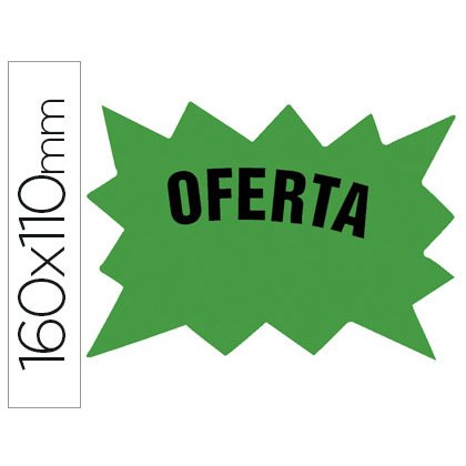 Etiqueta cartulina marcaprecios oferta verde fluorescente 160x110 mm bolsa de 50 etiquetas