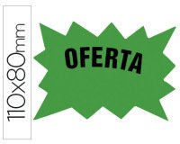 Cartel cartulina etiquetas marcaprecios verde fluorescente 110x80 mm bolsa de 50 etiquetas