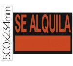 Cartel plastico archivo 2000 \"se alquila\" rojo fluorescente 500x234 mm