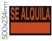 Cartel plastico archivo 2000 \"se alquila\" rojo fluorescente 500x234 mm