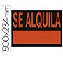Cartel plastico archivo 2000 \"se alquila\" rojo fluorescente 500x234 mm