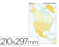 Mapa mudo color din a4 america del norte politico