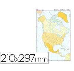 Mapa mudo color din a4 america del norte politico