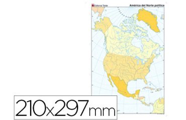 Mapa mudo color din a4 america del norte politico