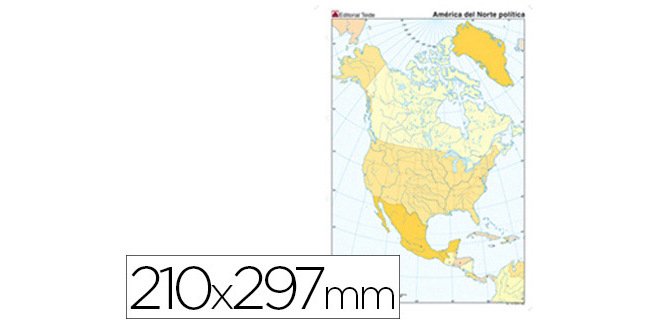 Mapa mudo color din a4 america del norte politico