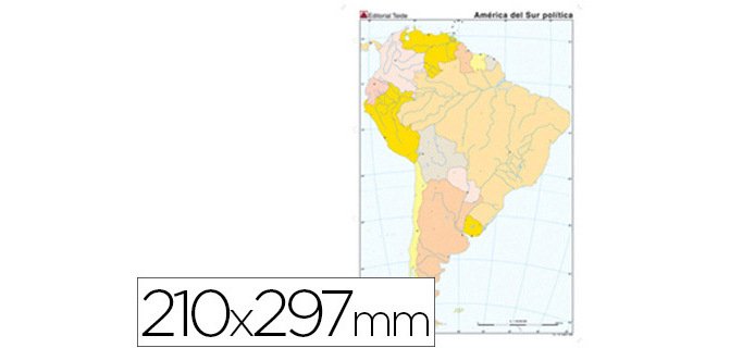 Mapa mudo color din a4 america del sur politico