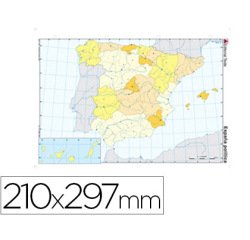Mapa mudo color din a4 españa politico