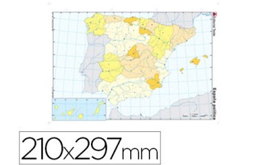 Mapa mudo color din a4 españa politico