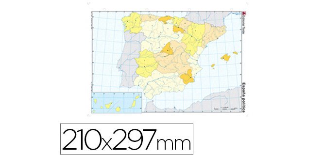 Mapa mudo color din a4 españa politico