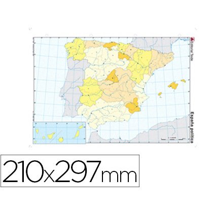 Mapa mudo color din a4 españa politico