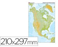Mapa mudo color din a4 america del norte fisico