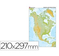 Mapa mudo color din a4 america del norte fisico