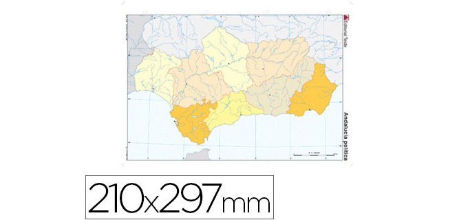 Mapa mudo color din a4 andalucia politico