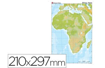 Mapa mudo color din a4 africa fisico