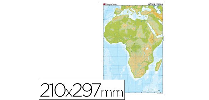 Mapa mudo color din a4 africa fisico