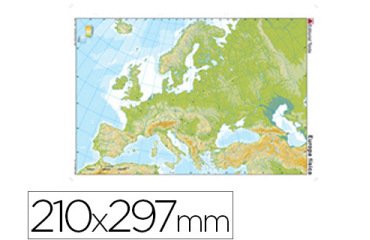 Mapa mudo color din a4 europa fisico