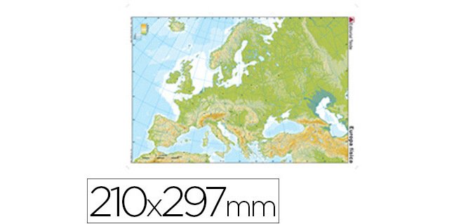 Mapa mudo color din a4 europa fisico